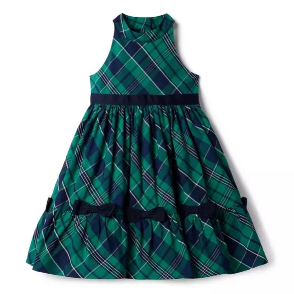 Janie and Jack Green and Navy Plaid Sleeveless Dress